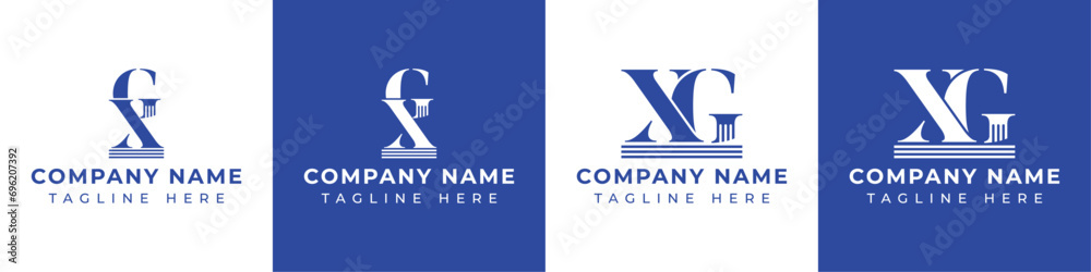 Letter GX and XG Pillar Logo Set, suitable for business with GX and XG related to Pillar Letter GX and XG Pillar Logo Set, suitable for business with GX and XG related to Pillar
