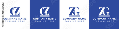 Letter GZ and ZG Pillar Logo Set, suitable for business with GZ and ZG related to Pillar