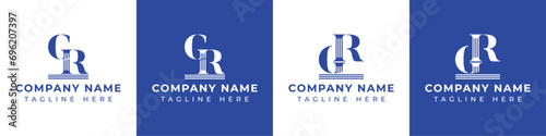 Letter GR and RG Pillar Logo Set, suitable for business with GR and RG related to Pillar