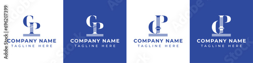 Letter GP and PG Pillar Logo Set, suitable for business with GP and PG related to Pillar