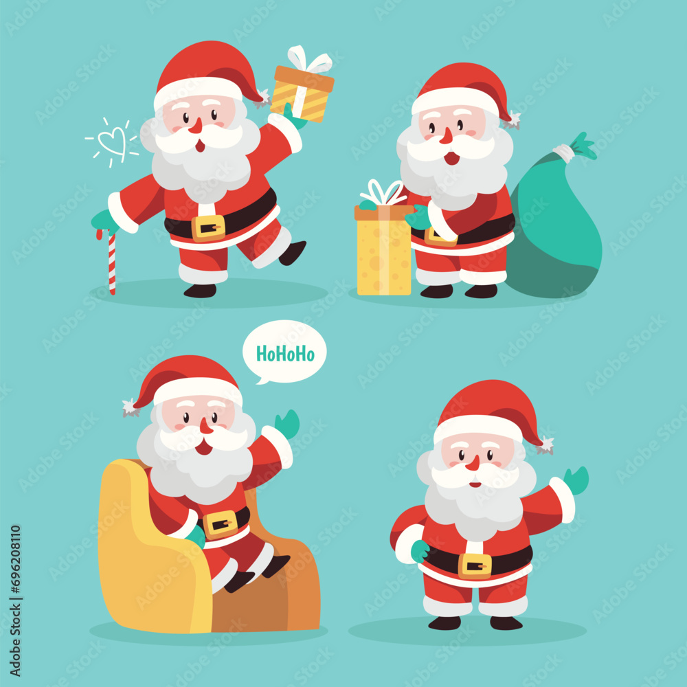 Hand drawn santa claus christmas characters collection Hand drawn santa claus christmas characters collection