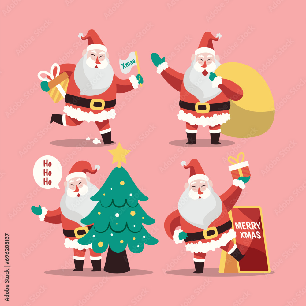 Hand drawn santa claus christmas characters collection Hand drawn santa claus christmas characters collection