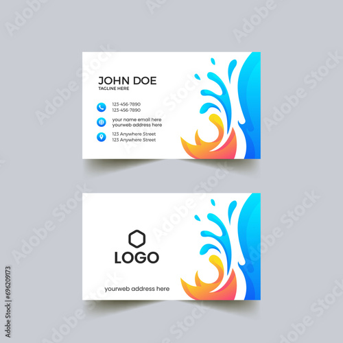 Swimming Club Business Card Design. modern business card with wavy shapes