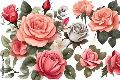 Floral watercolor background. Roses.  © Gogo