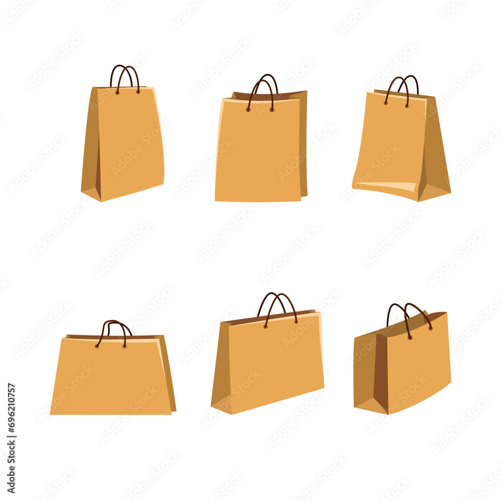 Vector Set of Flat Paper Shopping Bags Vector Set of Flat Paper Shopping Bags