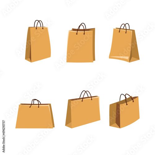 Vector Set of Flat Paper Shopping Bags