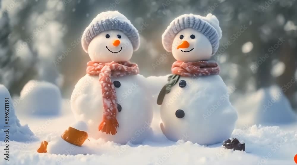 Adorable Snowman in Motion: Snowman in Winter Adorable Snowman in Motion: Snowman in Winter