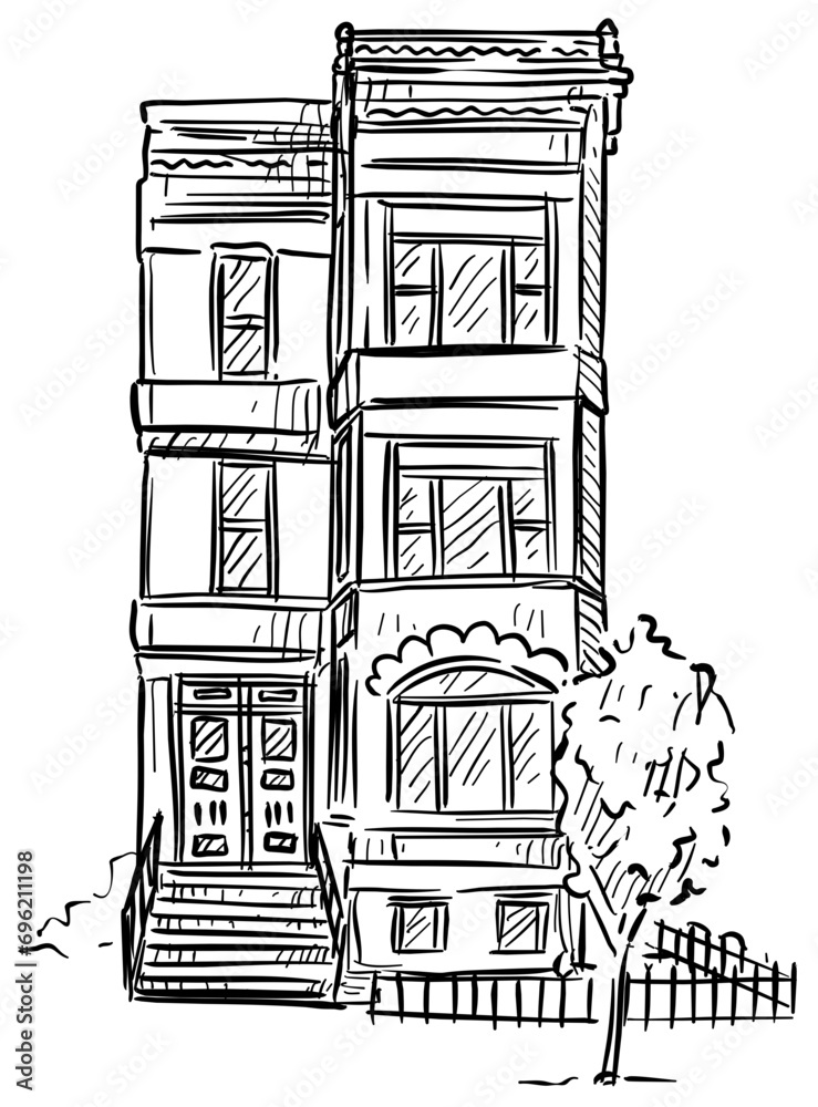 city buildings handdrawn illustration