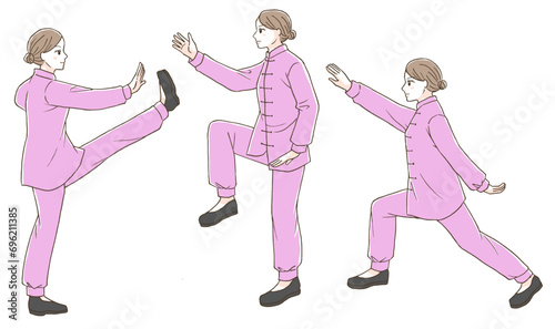 太極拳をする女性のイラスト