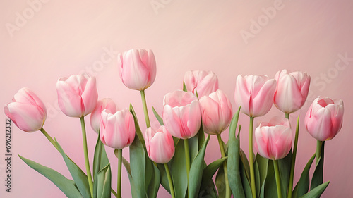 pink tulips on a light pink background, international women's day, valentine's day, spring, romance