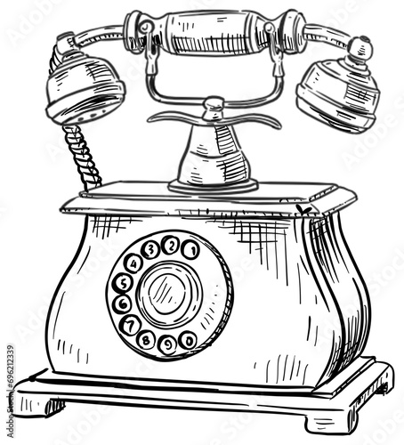 old telephone handdrawn illustration