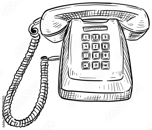 old telephone handdrawn illustration
