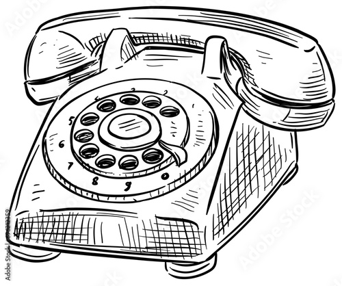old telephone handdrawn illustration