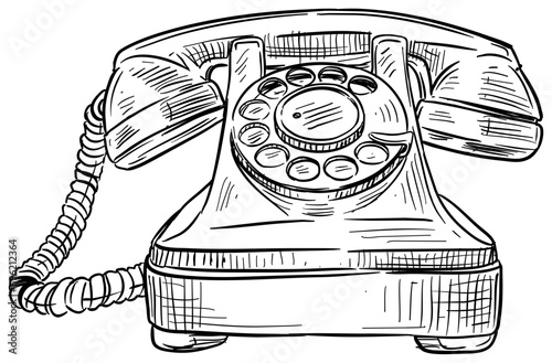 old telephone handdrawn illustration