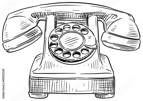 old telephone handdrawn illustration