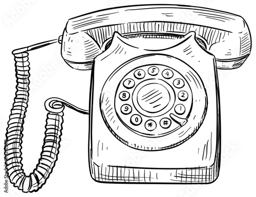 old telephone handdrawn illustration