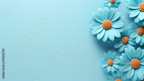 Photo blank with fresh flower blue background template © Alexey