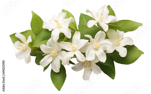 Enchanting Close-up View of Jasmine Flowers Isolated on Transparent Background PNG. © Faizan