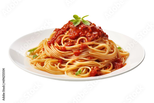 Enjoying a Bowl of Spaghetti and Sauce Isolated On Transparent Background