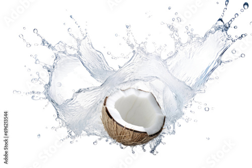 Pure Coconut Water Isolated On Transparent Background photo