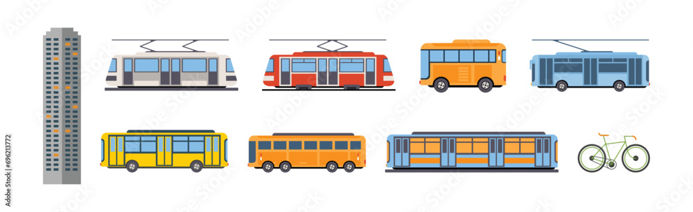 Urban Transport and Public Transportable Vehicle Vector Set