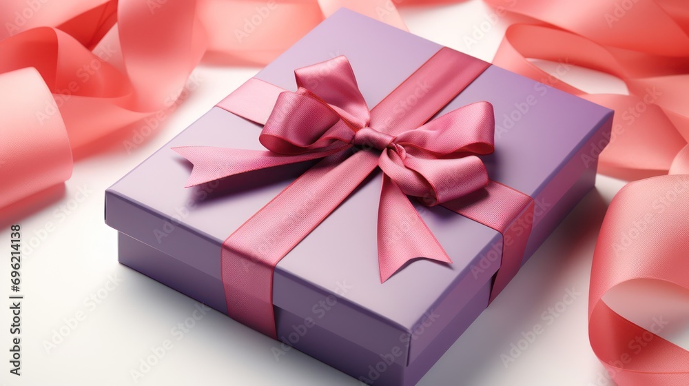 a background featuring a purple gift box decorated with a beautiful ribbon a background featuring a purple gift box decorated with a beautiful ribbon