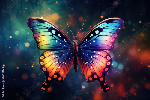 Beautiful Butterfly, Dreamy fantasy magical butterflies, soft light colors wings, Ai Generated
