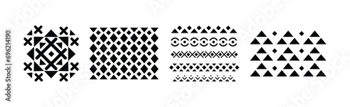 Tribal Black Pattern and Ornament Elements Vector Set photo