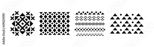 Tribal Black Pattern and Ornament Elements Vector Set