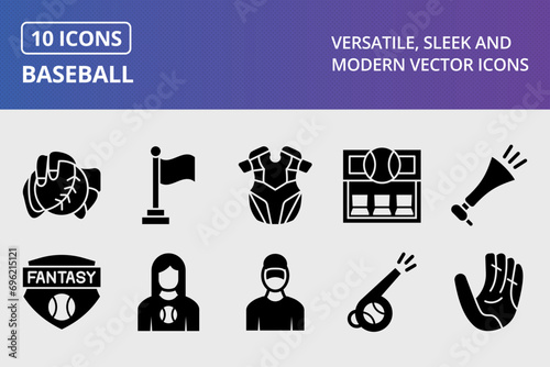 Baseball Glyph Icons Set