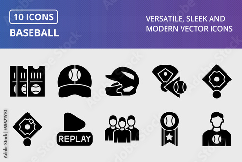 Baseball Glyph Icons Set