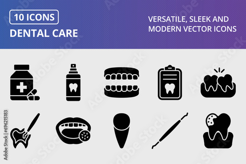 Dental Care Glyph Icons Set