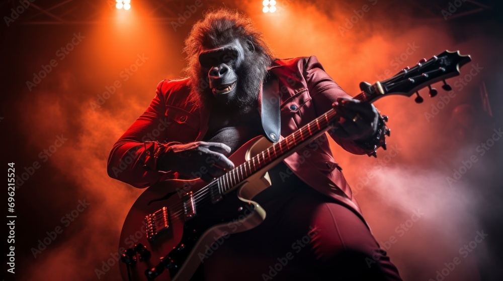 Rockstar Gorilla Performing with Electric Guitar