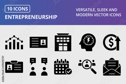 Entrepreneurship Glyph Icons Set