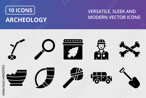 Archeology Glyph Icons Set