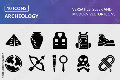Archeology Glyph Icons Set