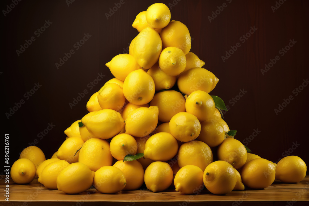 huge pile of lemons creating a pyramid