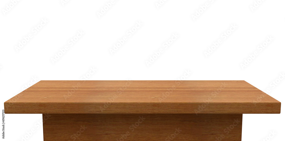 Wood table perspective view, wooden surface of desk, kitchen top made of brown timber board isolated on transparent background. Tabletop interior design element, Realistic 3d - obrazy, fototapety, plakaty 