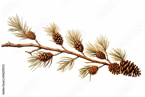 A bundle of pine branches with pinecones photo