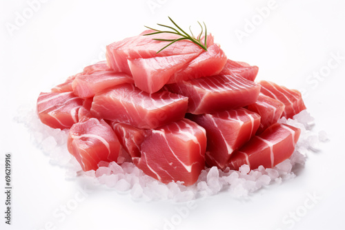 Slices of raw Tuna fish sashimi on ice