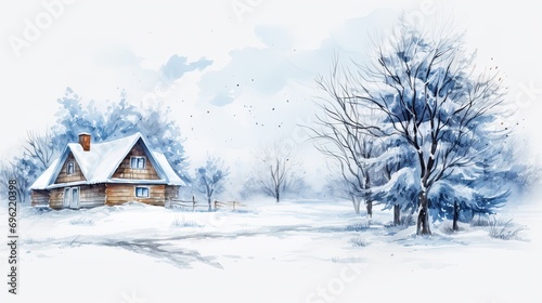 A Cozy Log Cabin in the Snow