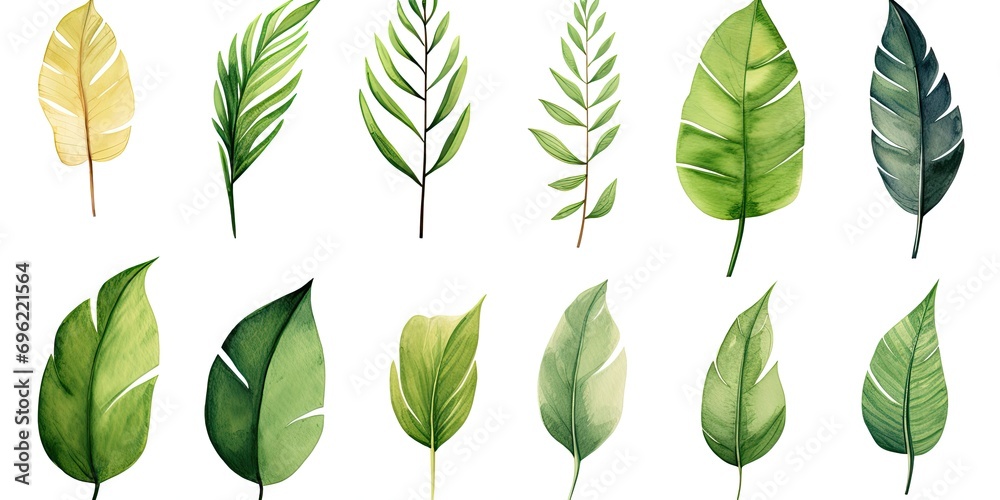 Green Leaf Stencil Set with six different leaf silhouettes Green Leaf Stencil Set with six different leaf silhouettes