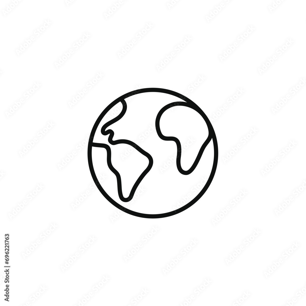 Globe line icon isolated on transparent background Globe line icon isolated on transparent background