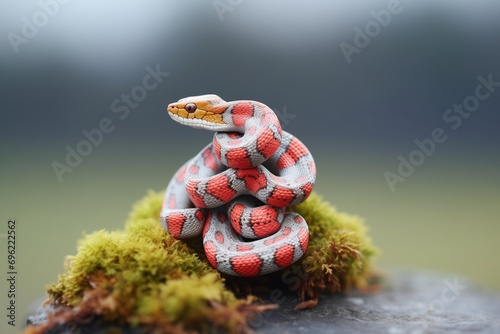 corn snake coiled on a warming rock