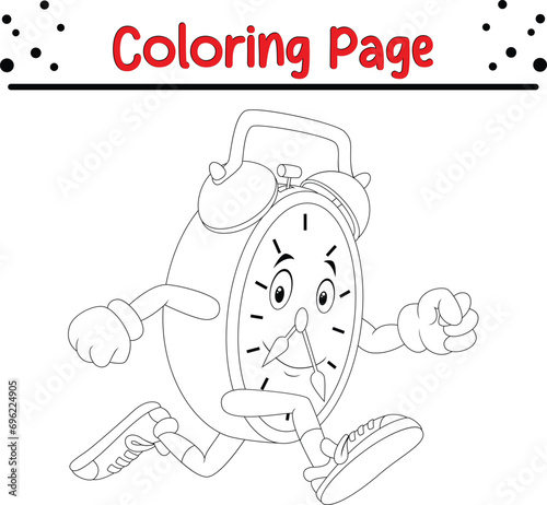 Coloring page smiling clock running