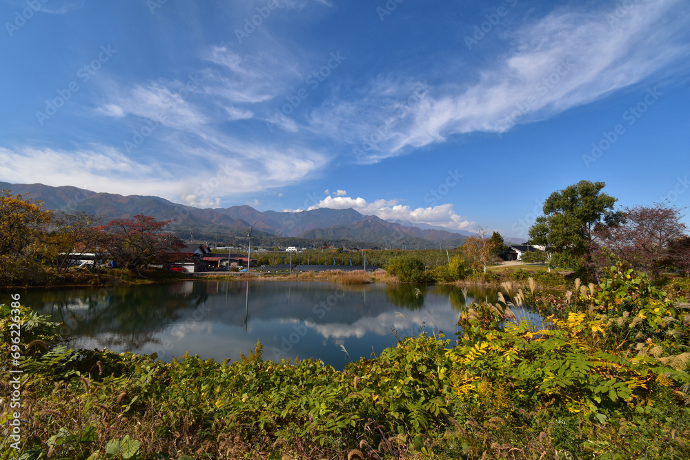 松川から眺める中央アルプスの木曽駒ケ岳