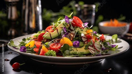 Keto Culinary Journey  Artfully Crafted Vegetable and Fruits Salad. Generative AI