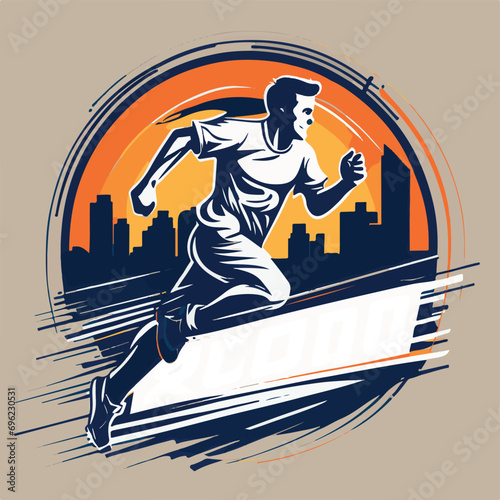 vector illustration logo of runner 