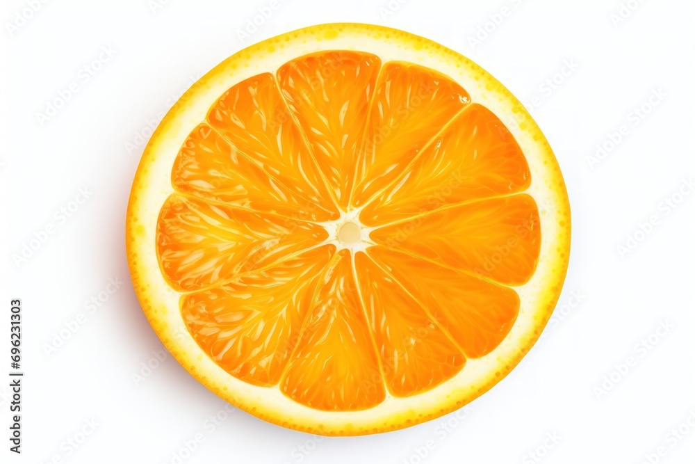 Orange fruit slices on a white background Orange fruit slices on a white background