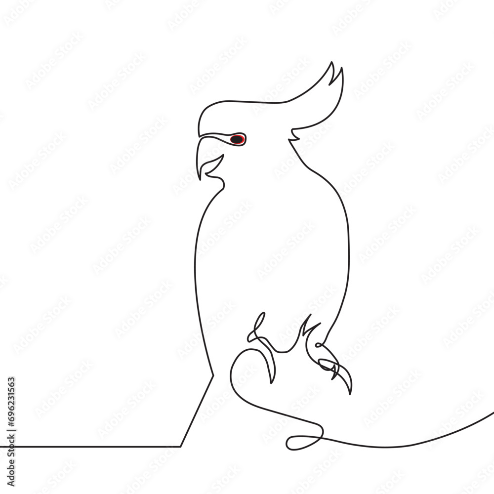 One continuous line drawing of a parrot animal One continuous line drawing of a parrot animal